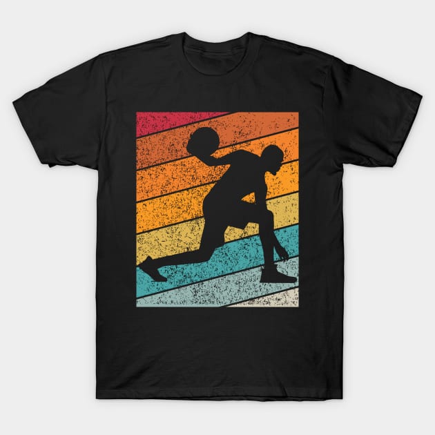 Basketball Outdoor Sports Retro Sunset Design T-Shirt by Up 4 Tee